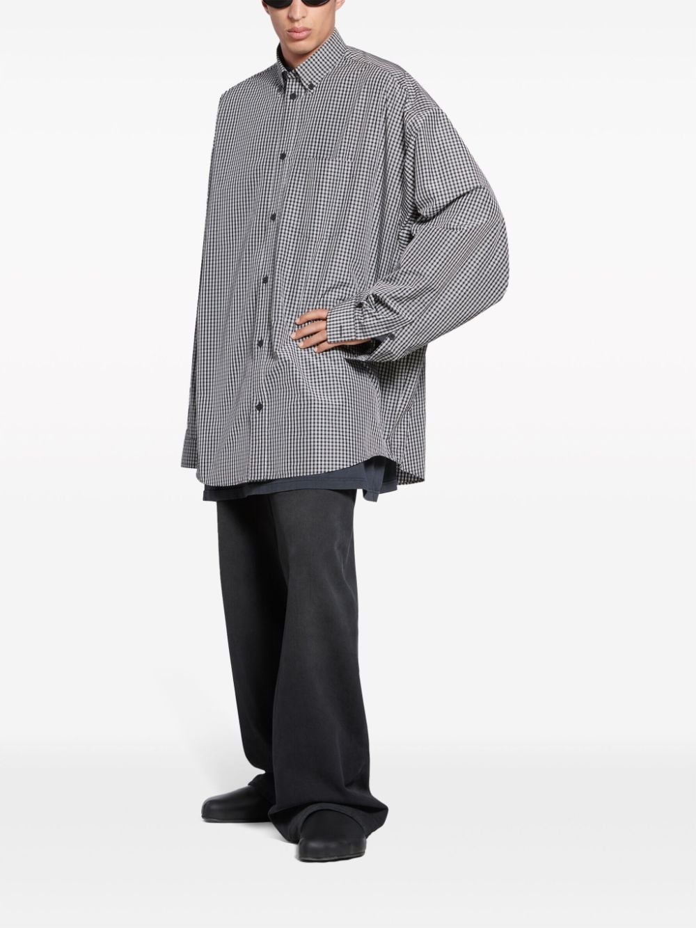 logo-print check-pattern shirt - 2