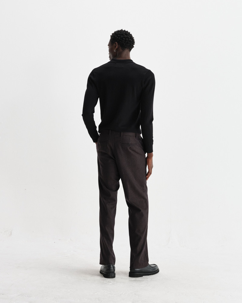 Oban - Black Worsted Wool Knitted Polo 6
