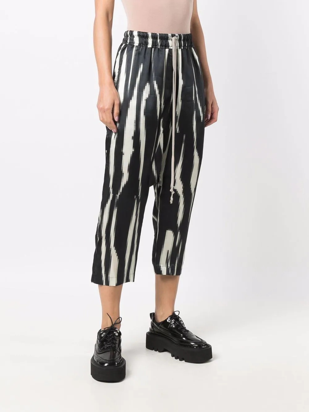 zebra-print dropped crotch trousers - 3