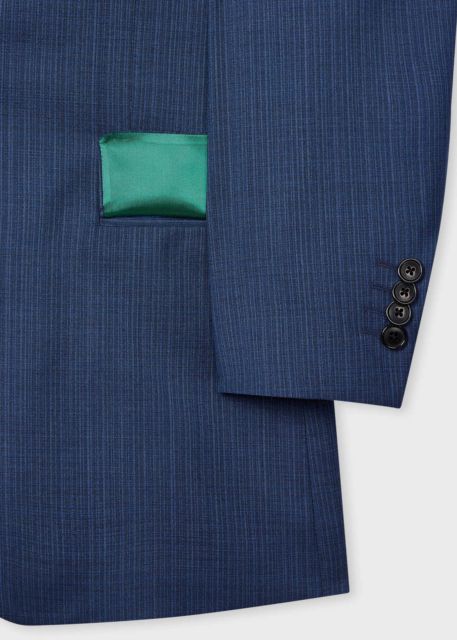 Navy Blue Check Wool Suit - 3