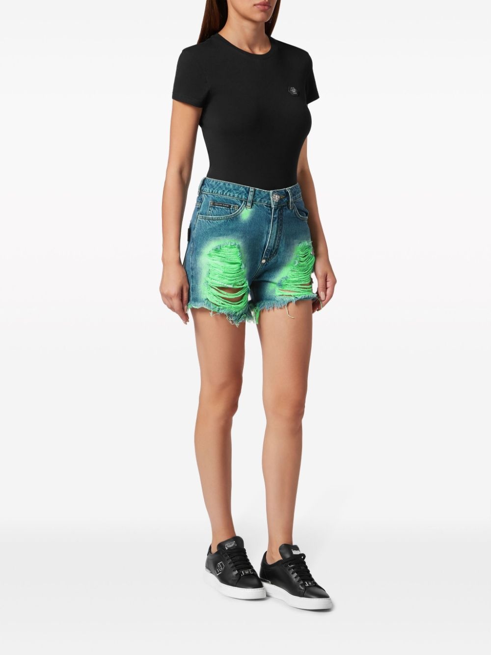 tie-dye frayed shorts - 2