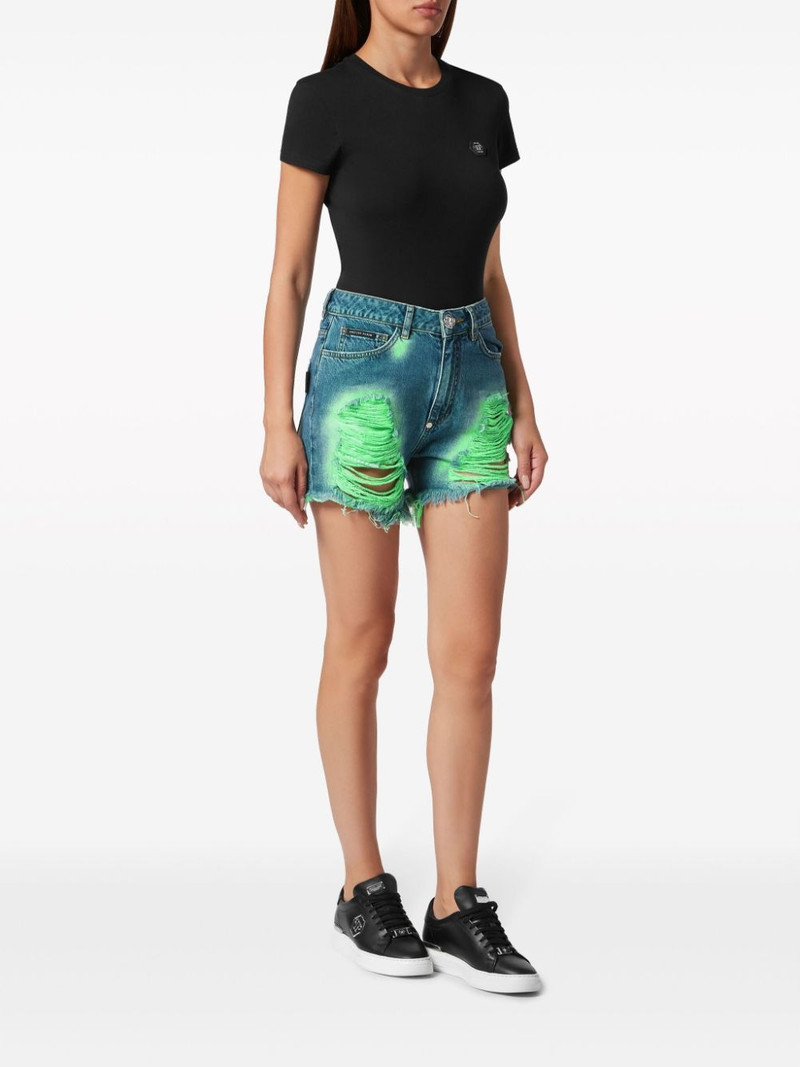 PHILIPP PLEIN tie-dye frayed shorts outlook