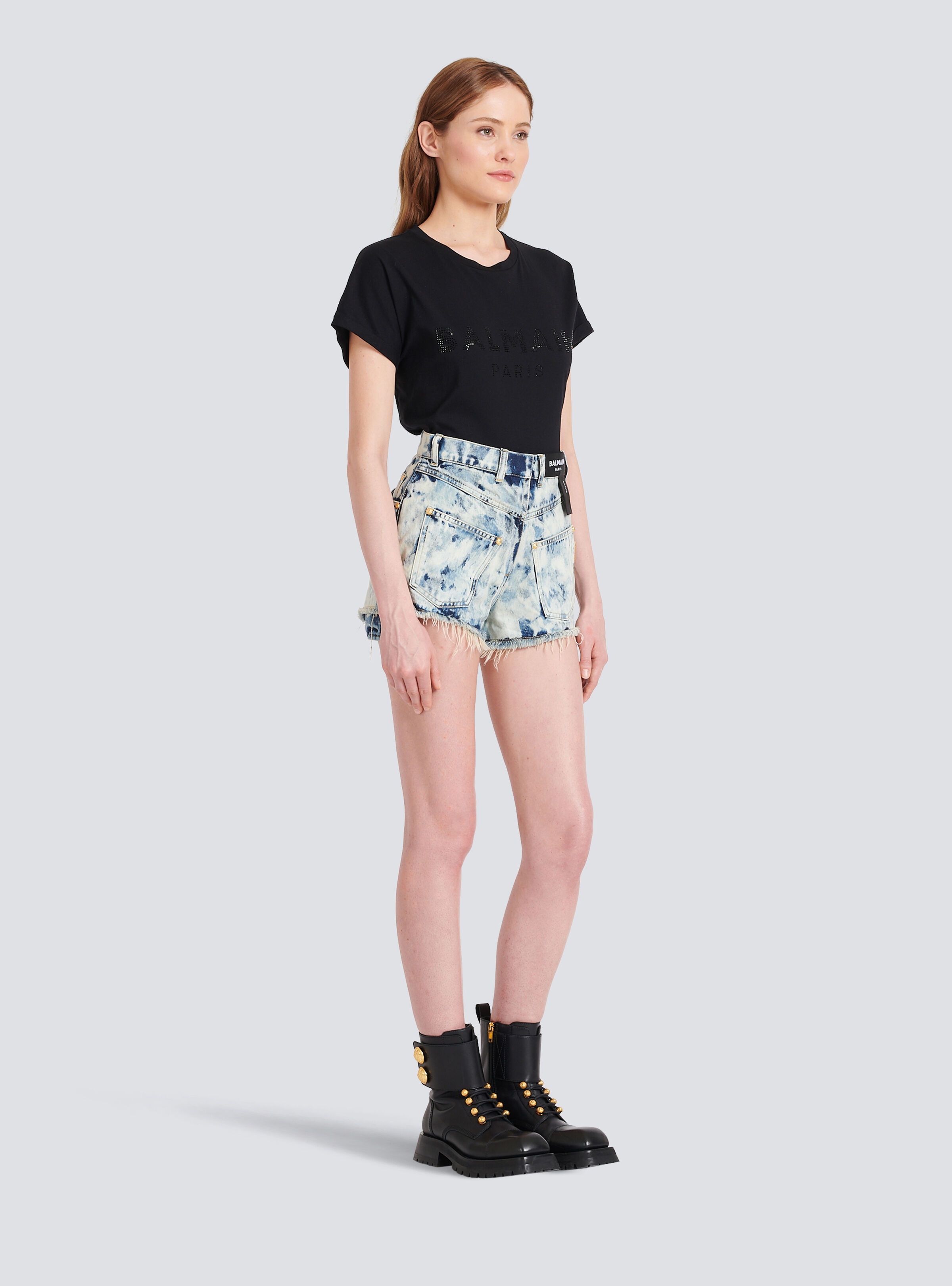 Faded denim reversed shorts - 5