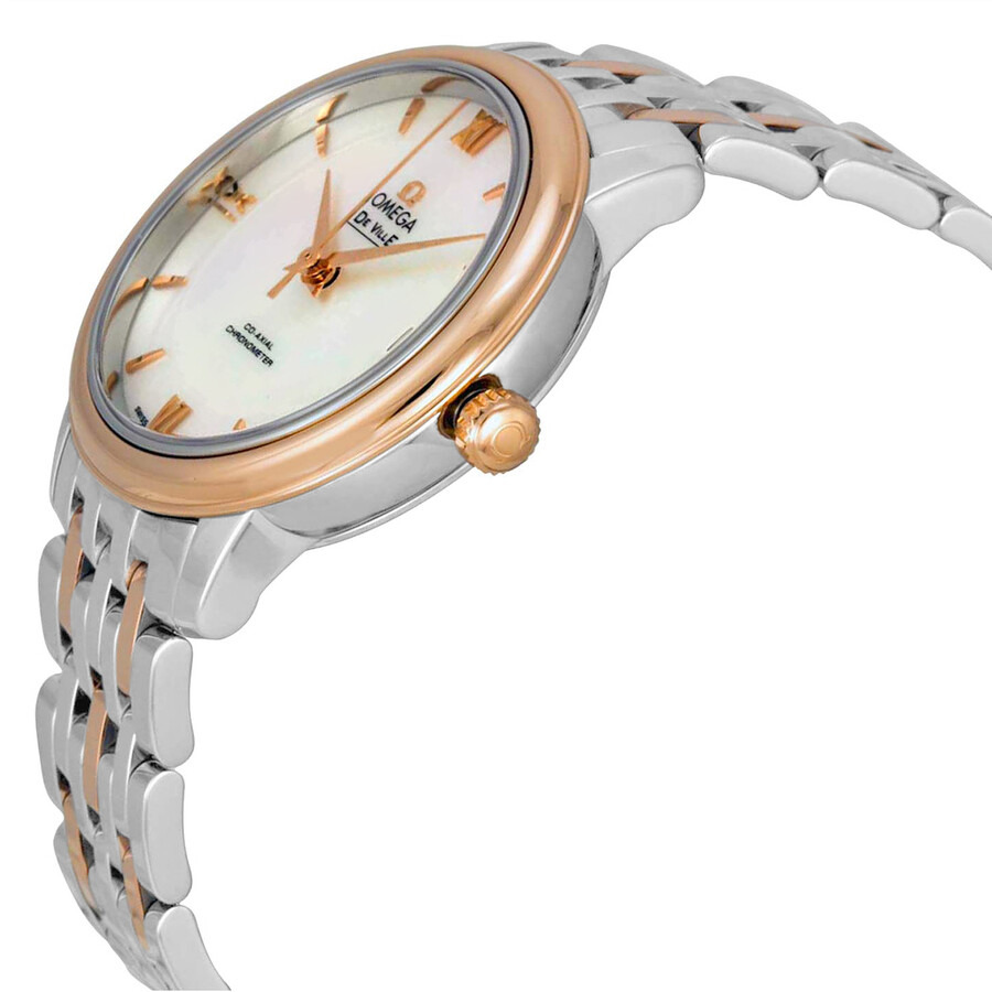 Omega De Ville Automatic Mother of Pearl Dial Stainless Steel and 18kt Rose Gold Ladies Watch 424203 - 2