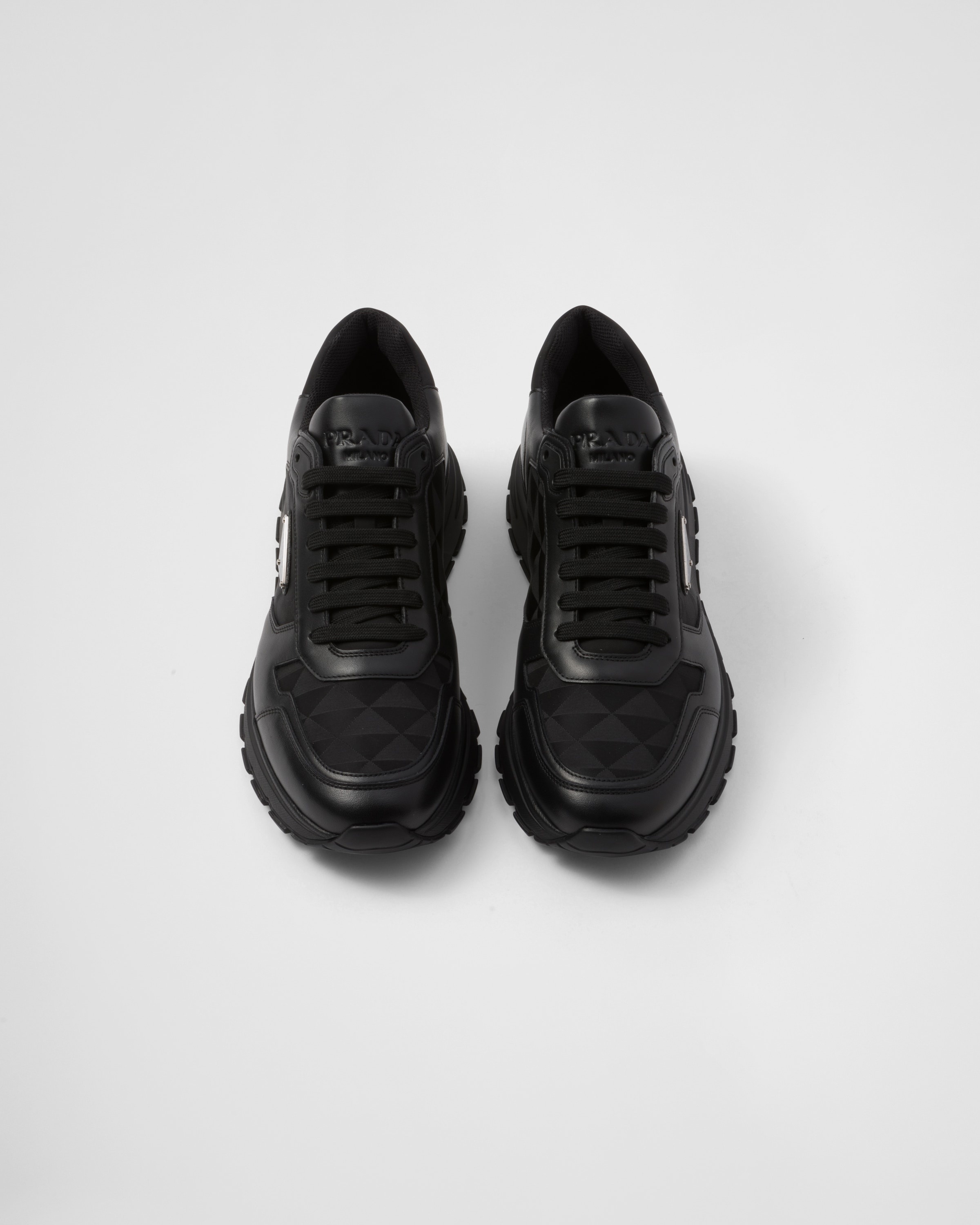 Leather and Re-Nylon high-top sneakers - 4