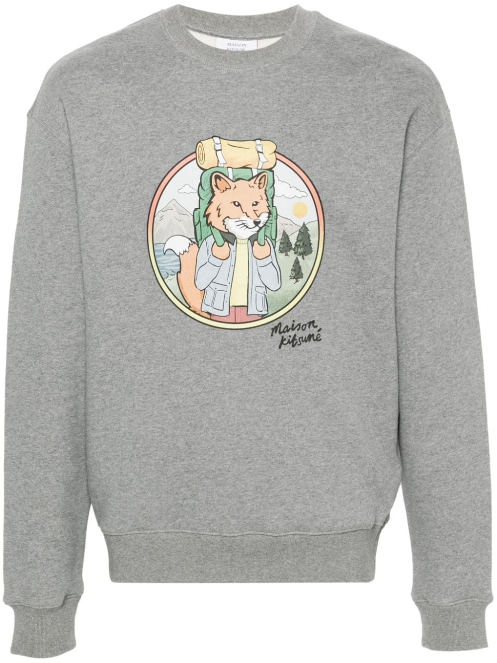 【Maison Kitsune】College Fox Printed Comfort Crew Sweat Maison Kitsuné Men's College Fox Printed Comfort Crew Sweat