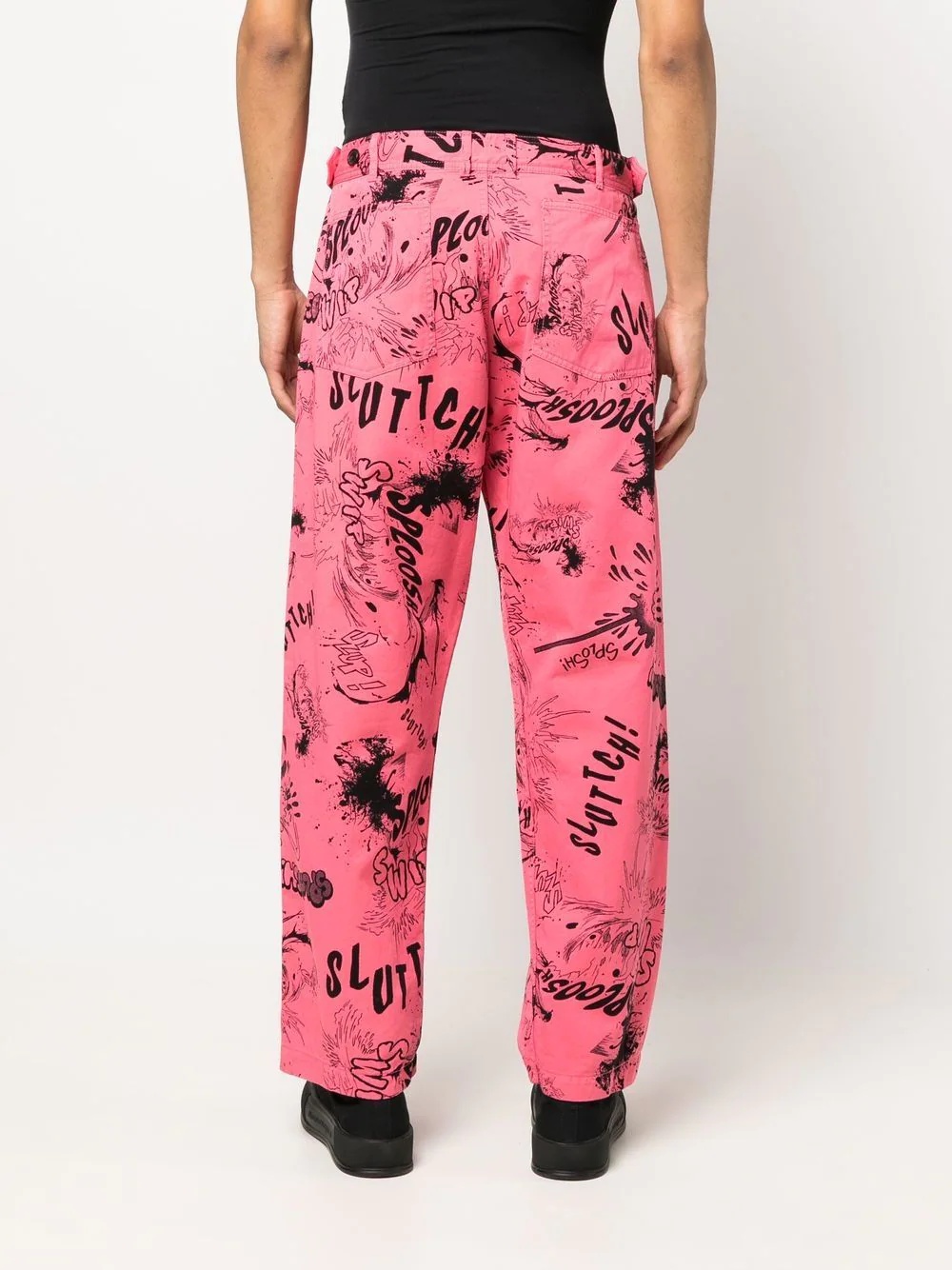 graffiti-print straight-leg trousers - 4