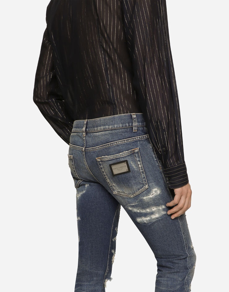 Skinny stretch denim jeans with abrasion details - 4