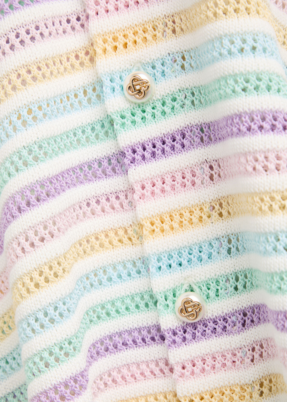 Casablanca Flower Striped Cotton-crochet Shirt - 5