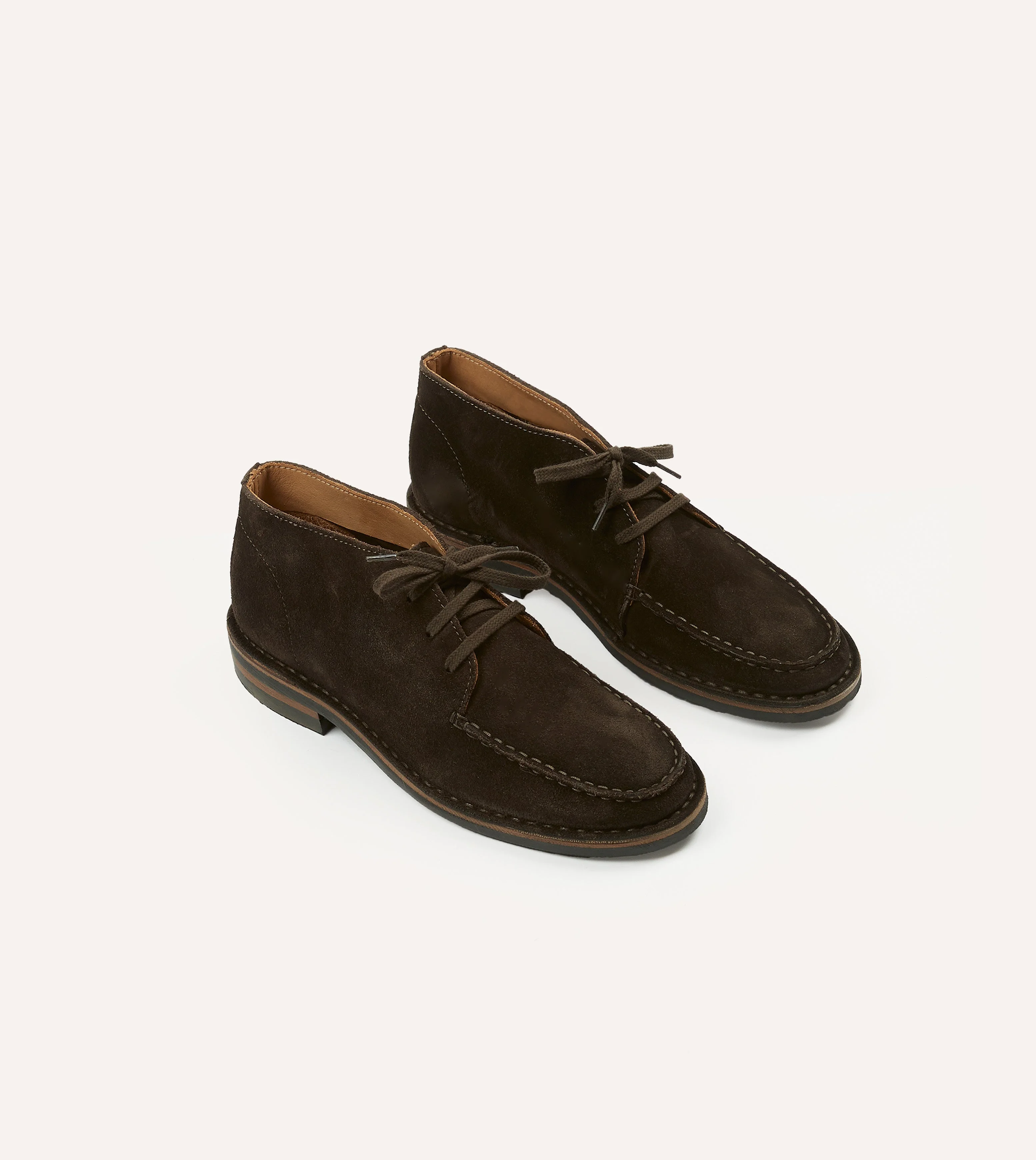 Crosby Moc-Toe Chukka Boot Dark Brown Roughout Suede with Rubber Sole - 1