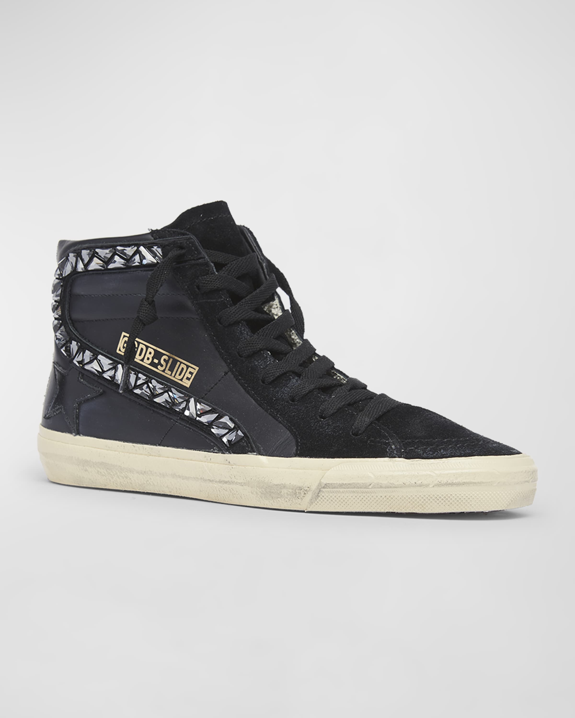 Slide Crystal Suede & Leather Sneakers - 5