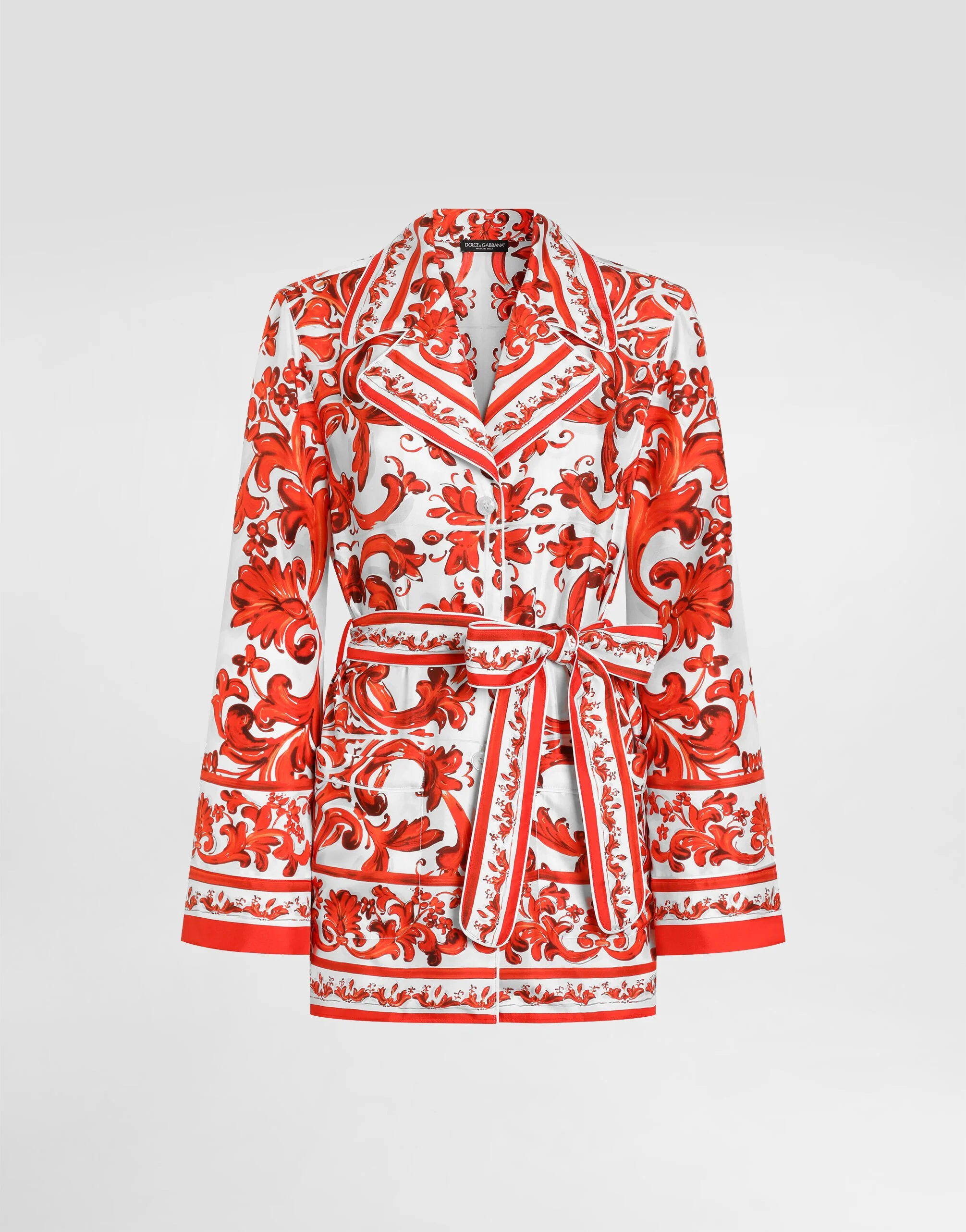 Majolica-print silk vanity shirt - 1