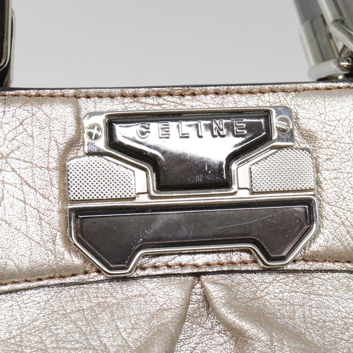 CELINE Hand Bag Leather Silver - 14