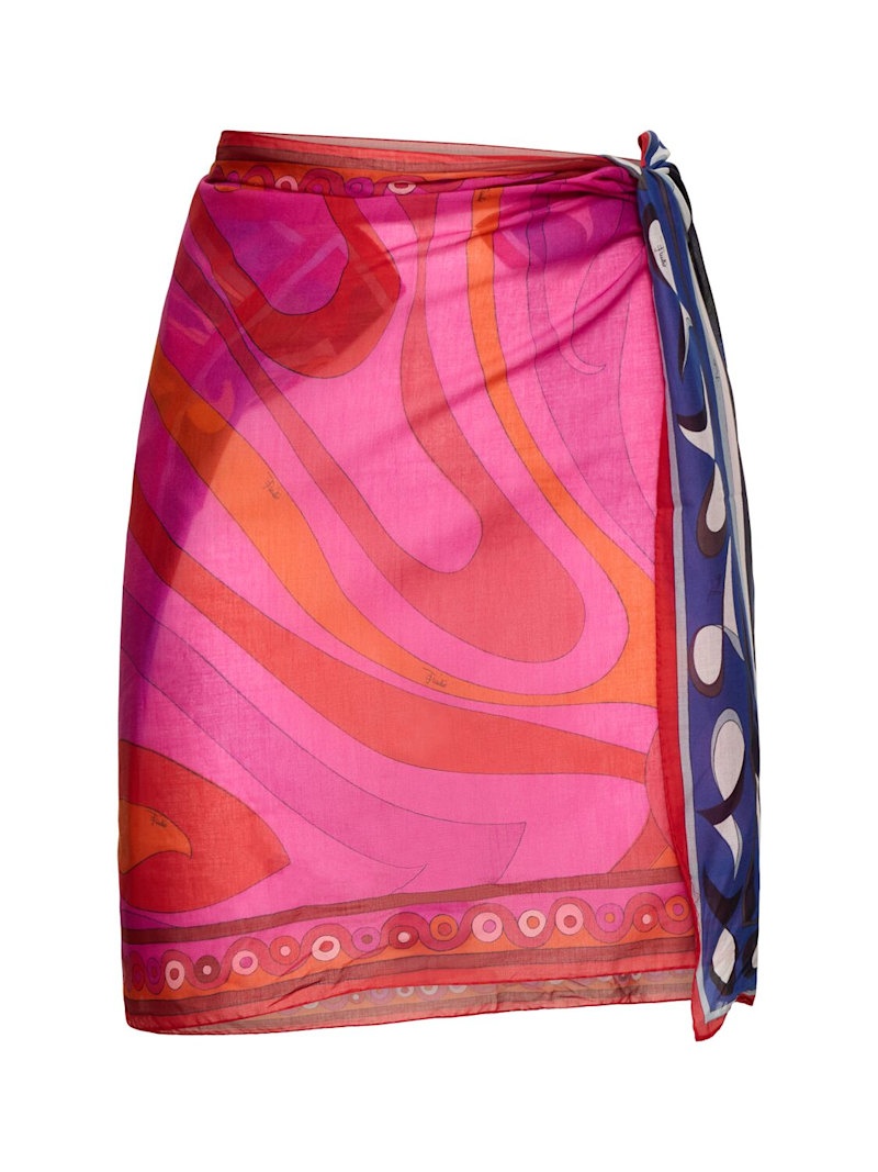 Printed cotton muslin pareo skirt - 1