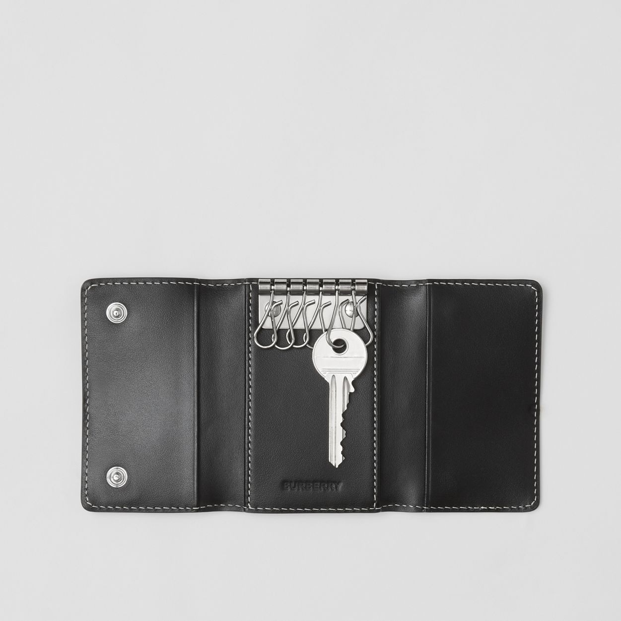 Check and Leather Key Case - 2