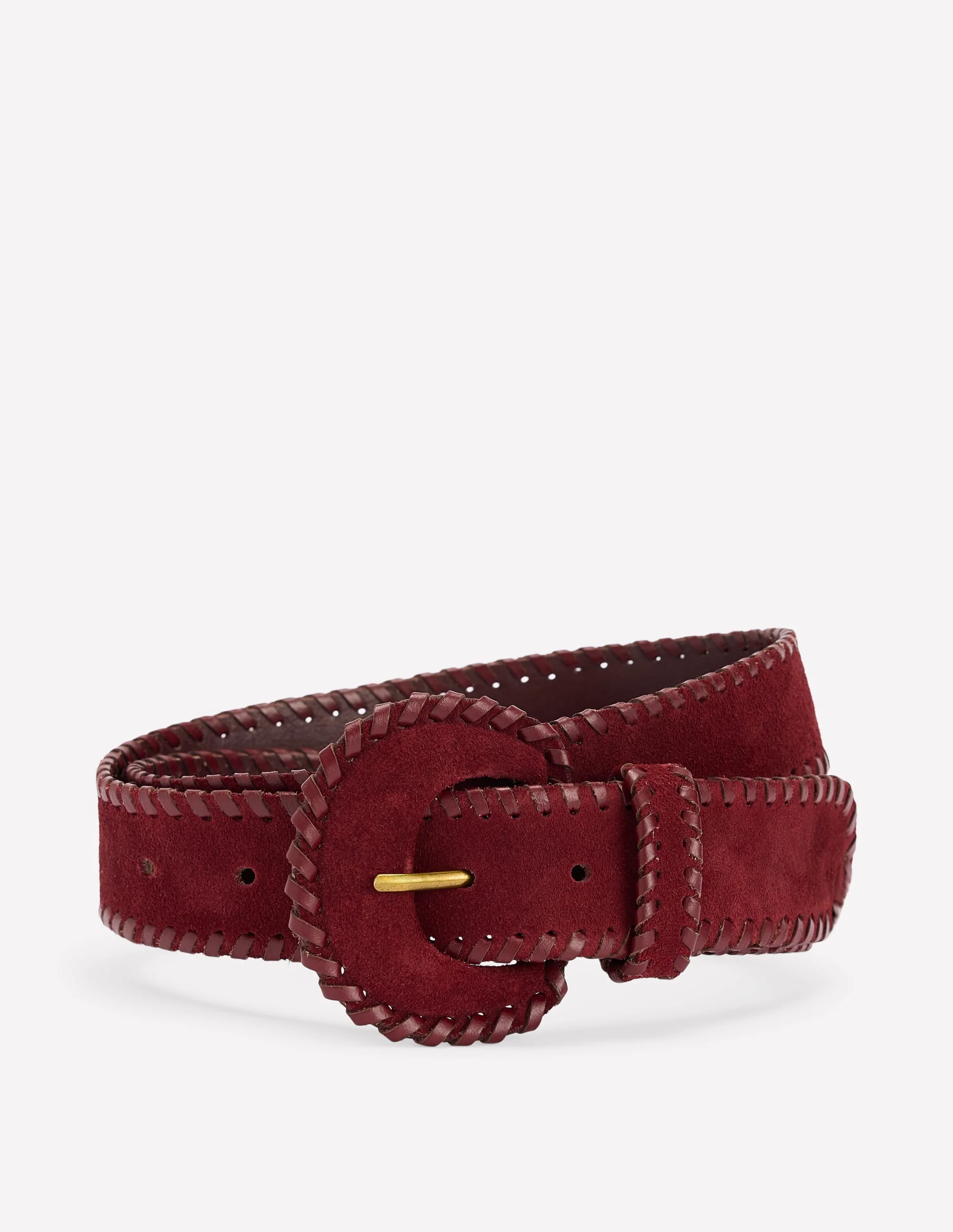 Covered Whipstitch Belt-Oxblood - 1