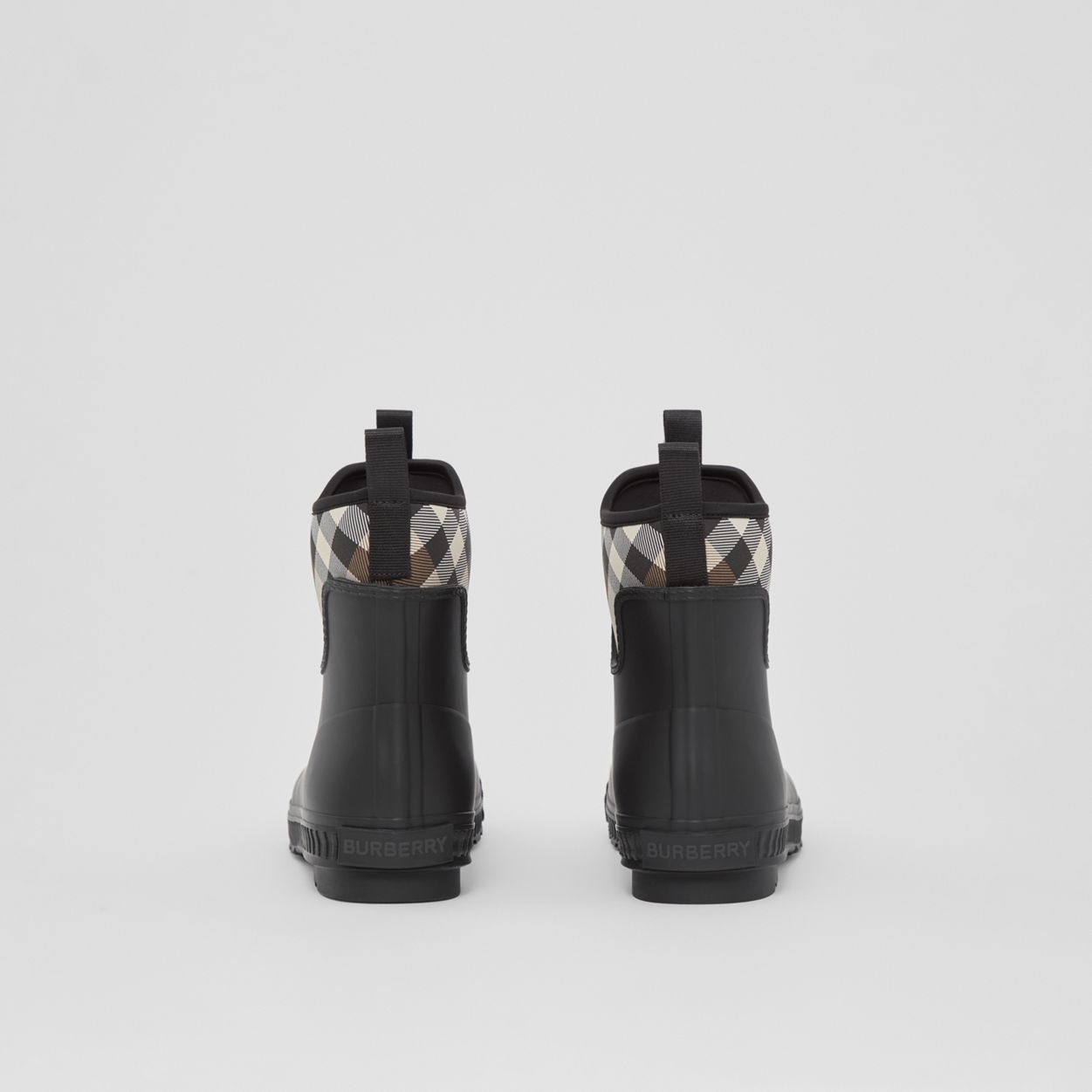 Check Neoprene and Rubber Rain Boots - 6