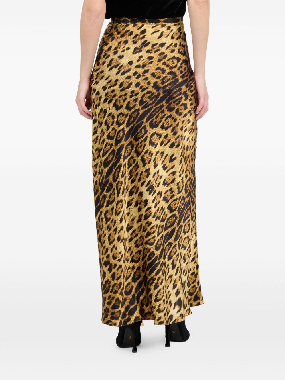 jaguar-print silk skirt - 4