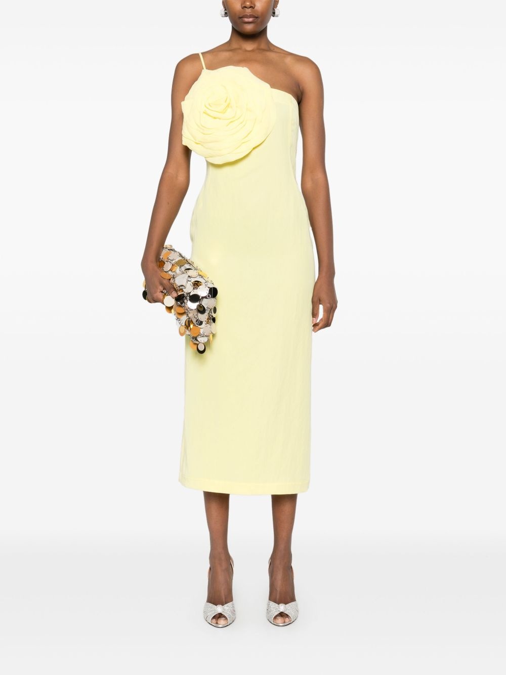 floral-appliqué midi dress - 2
