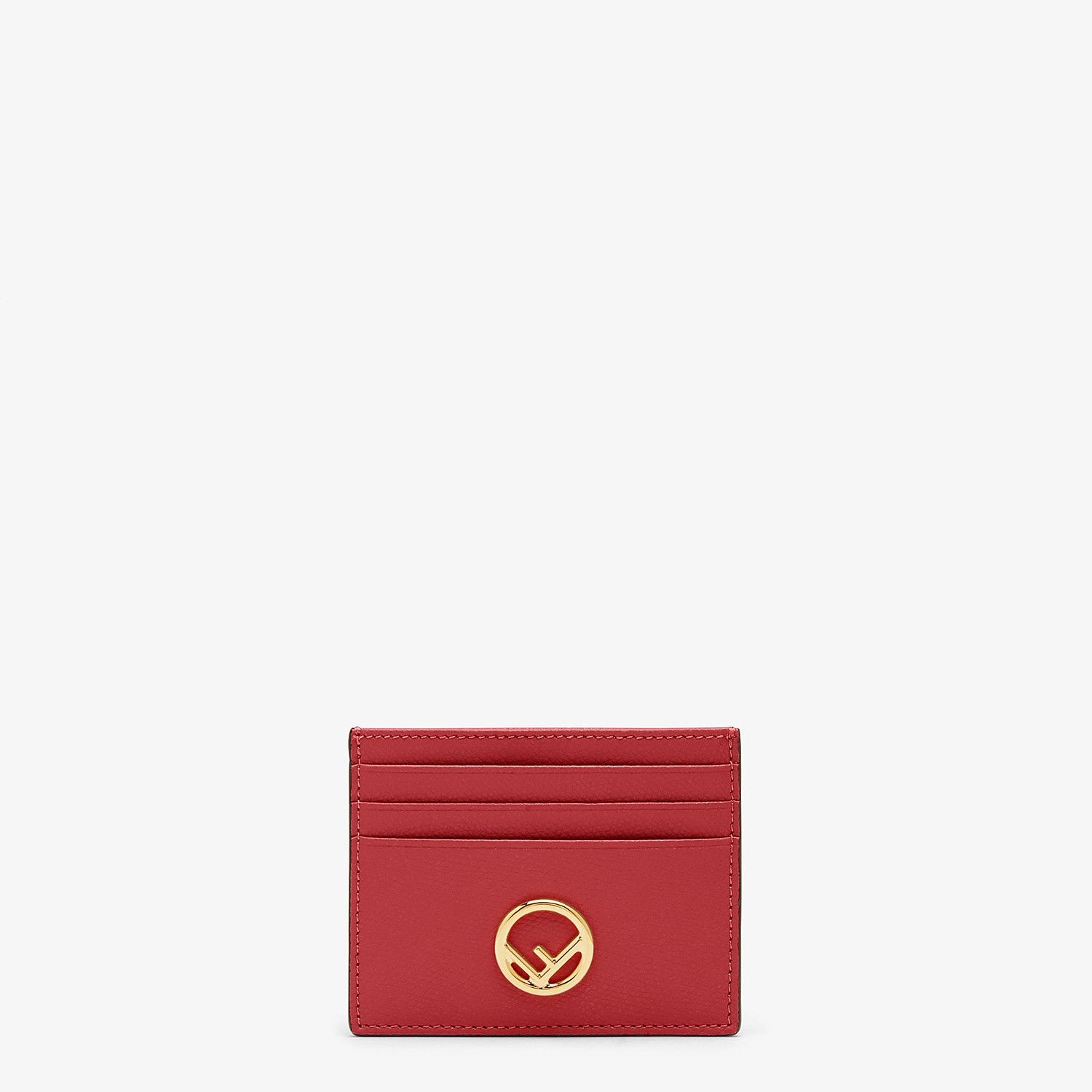 Red leather flat card holder - 1