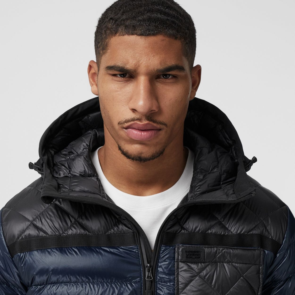 Diamond Quilted Panel Hooded Puffer Jacket - 3