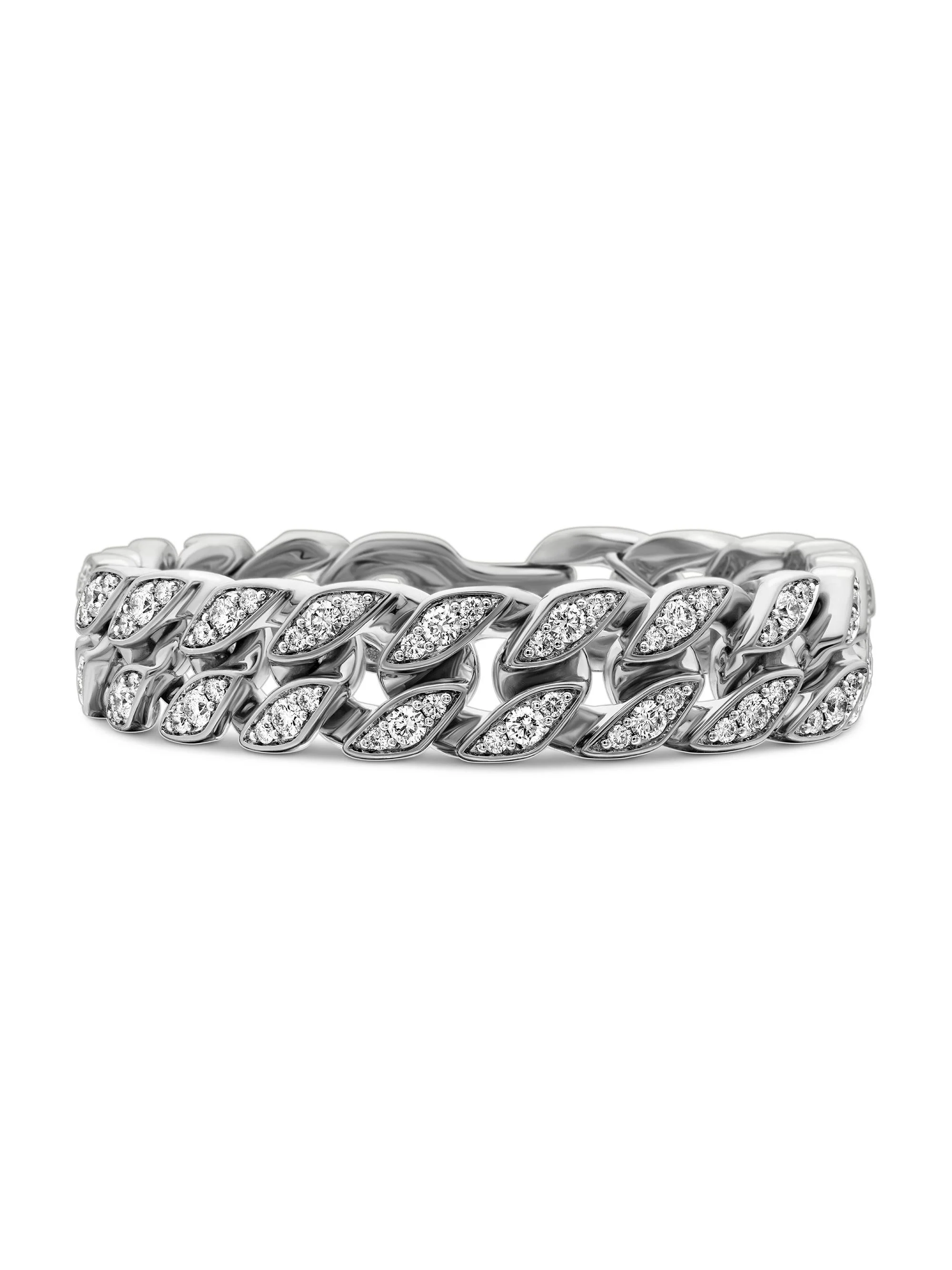 Men's Curb Chain Bracelet in Sterling Silver - Diamond - 1
