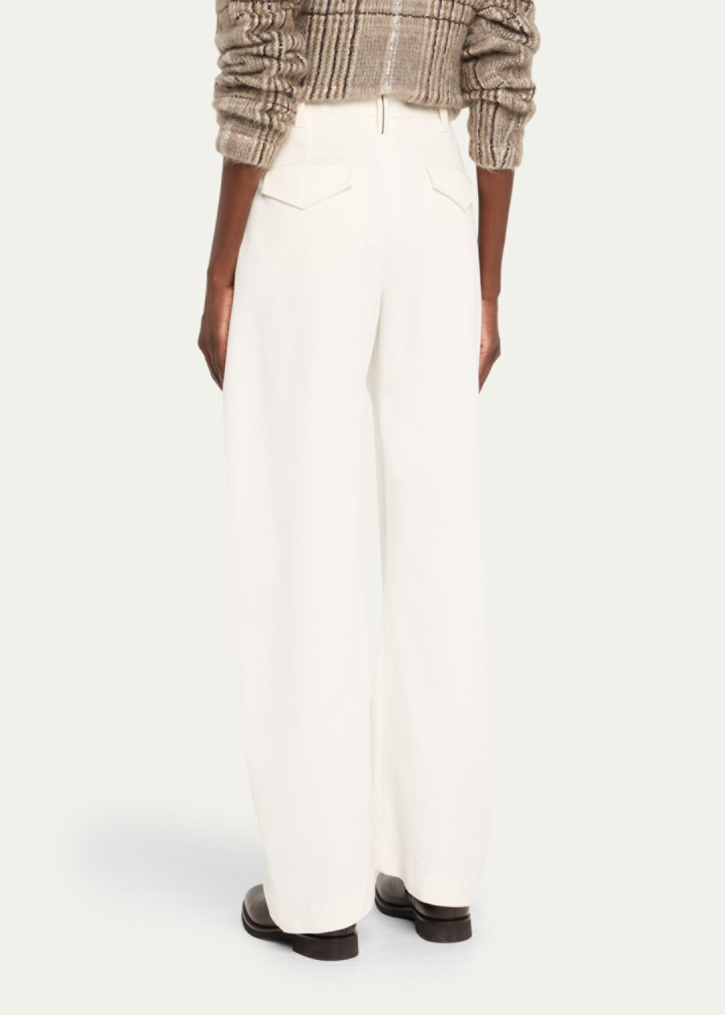 Pleated Cotton Barrel-Leg Tailored Pants - 3