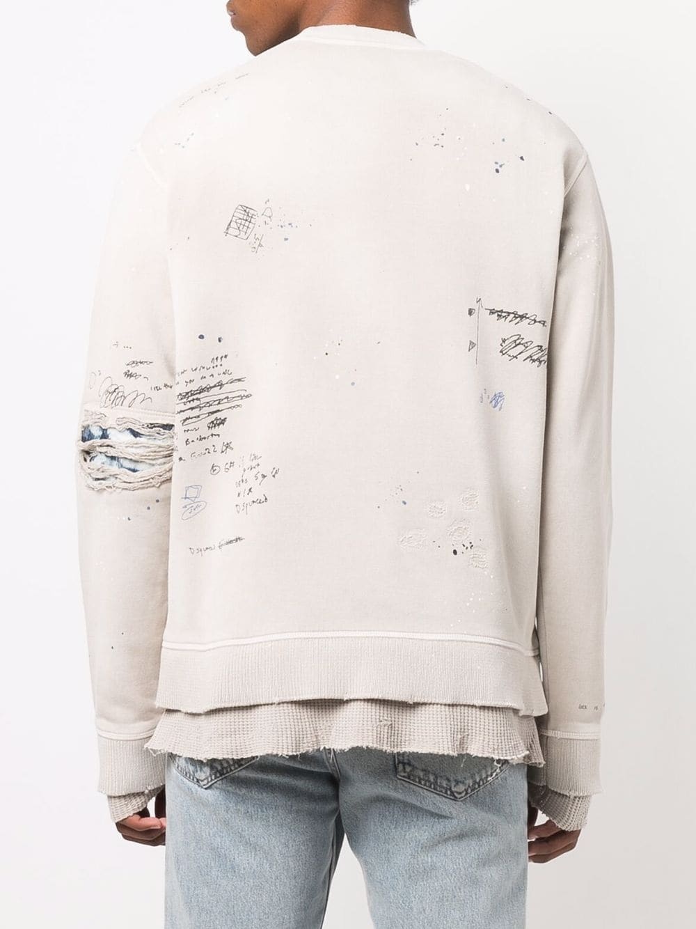 logo-patch distressed sweatshirt - 4