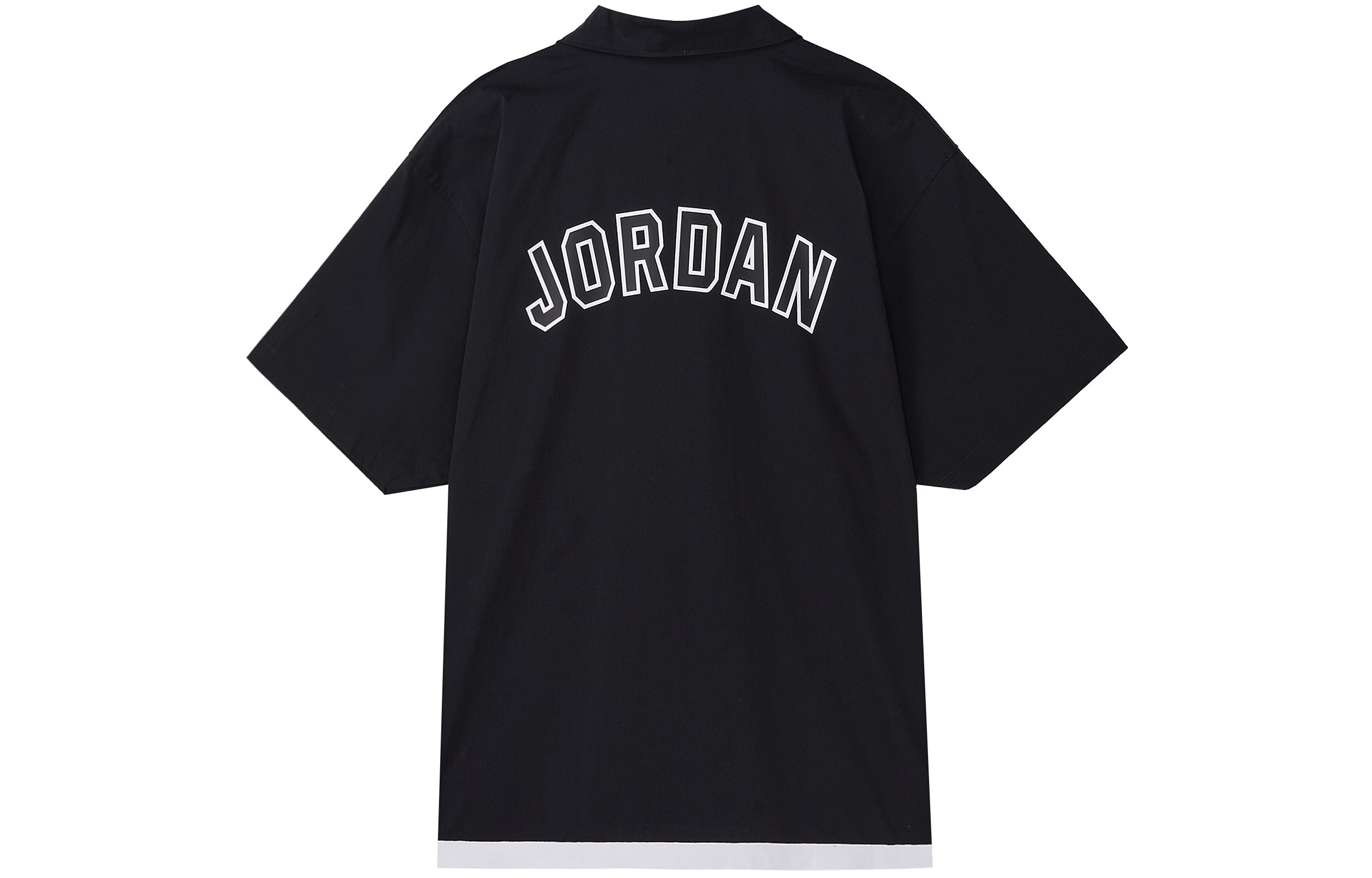Men's Air Jordan Logo Embroidered Casual Short Sleeve Shirt Black DM1417-010 - 2