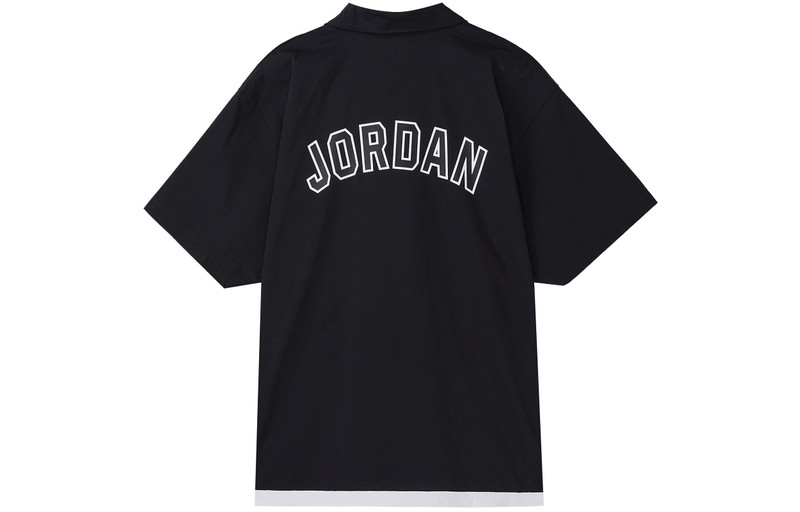 Jordan Men's Air Jordan Logo Embroidered Casual Short Sleeve Shirt Black DM1417-010 outlook