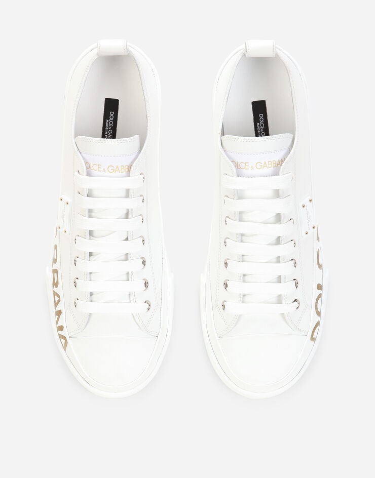 Calfskin Portofino light sneakers with logo-detailed plate and logo print - 4