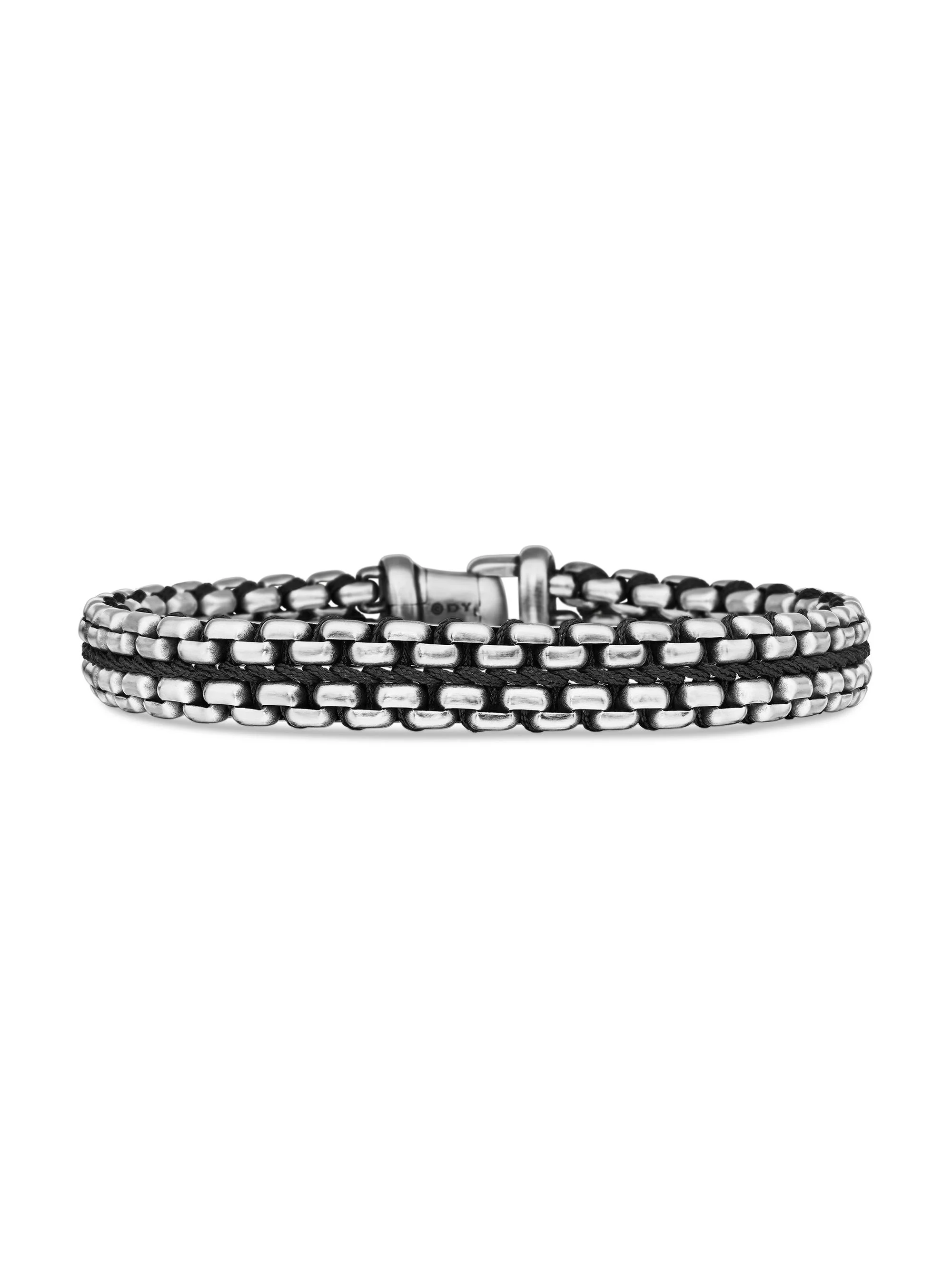 Men's Woven Box Chain Bracelet with Nylon - Black - 1