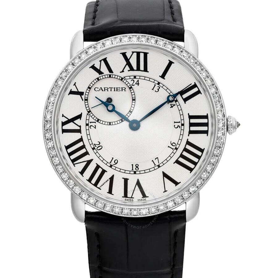 Pre-owned Cartier Ronde Louis Cartier GMT Diamond Silver Dial Men's Watch WR007002 - 2