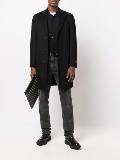 Z Zegna logo patch single-breasted coat outlook