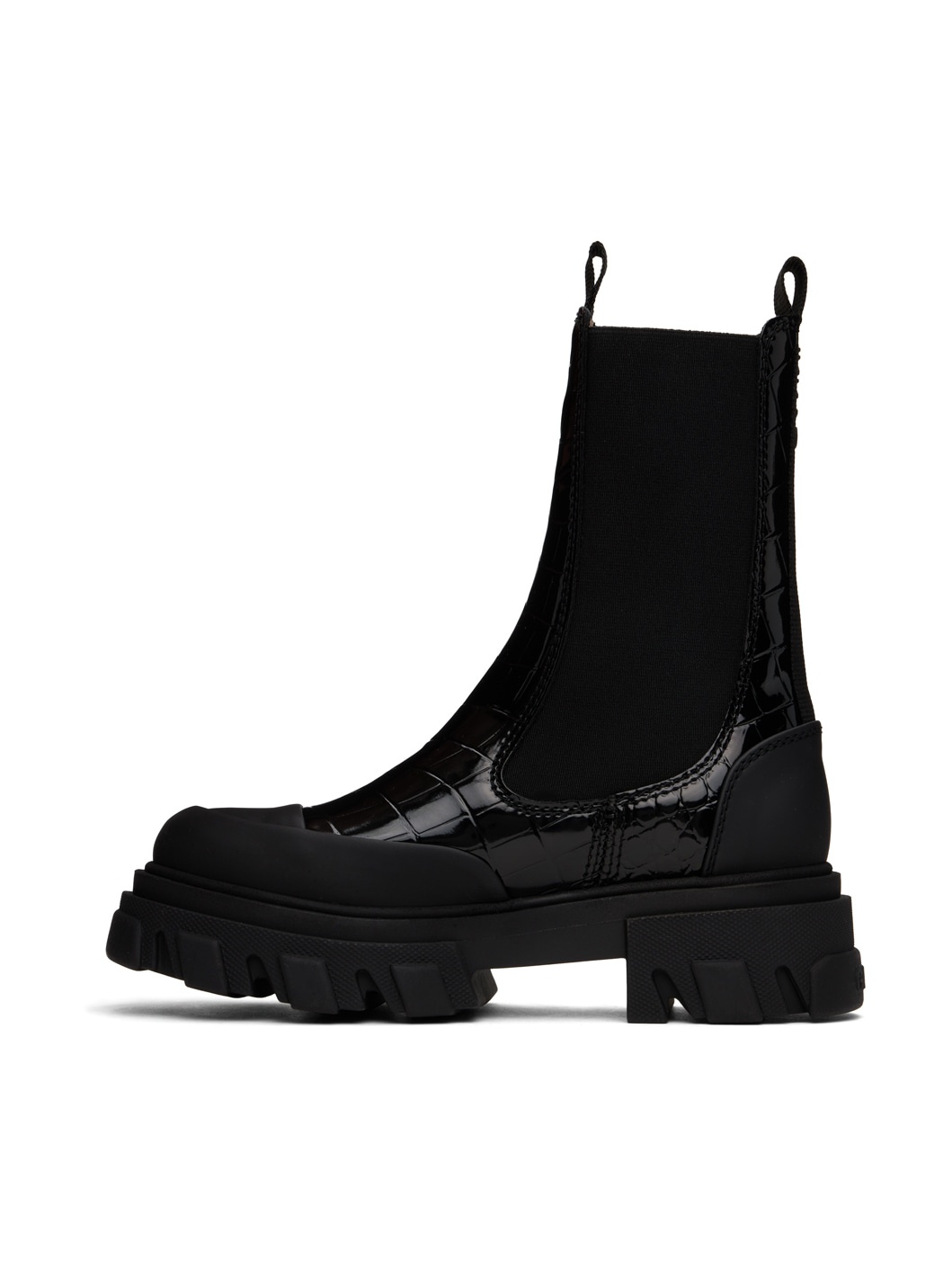 Black Cleated Mid Chelsea Boots - 3