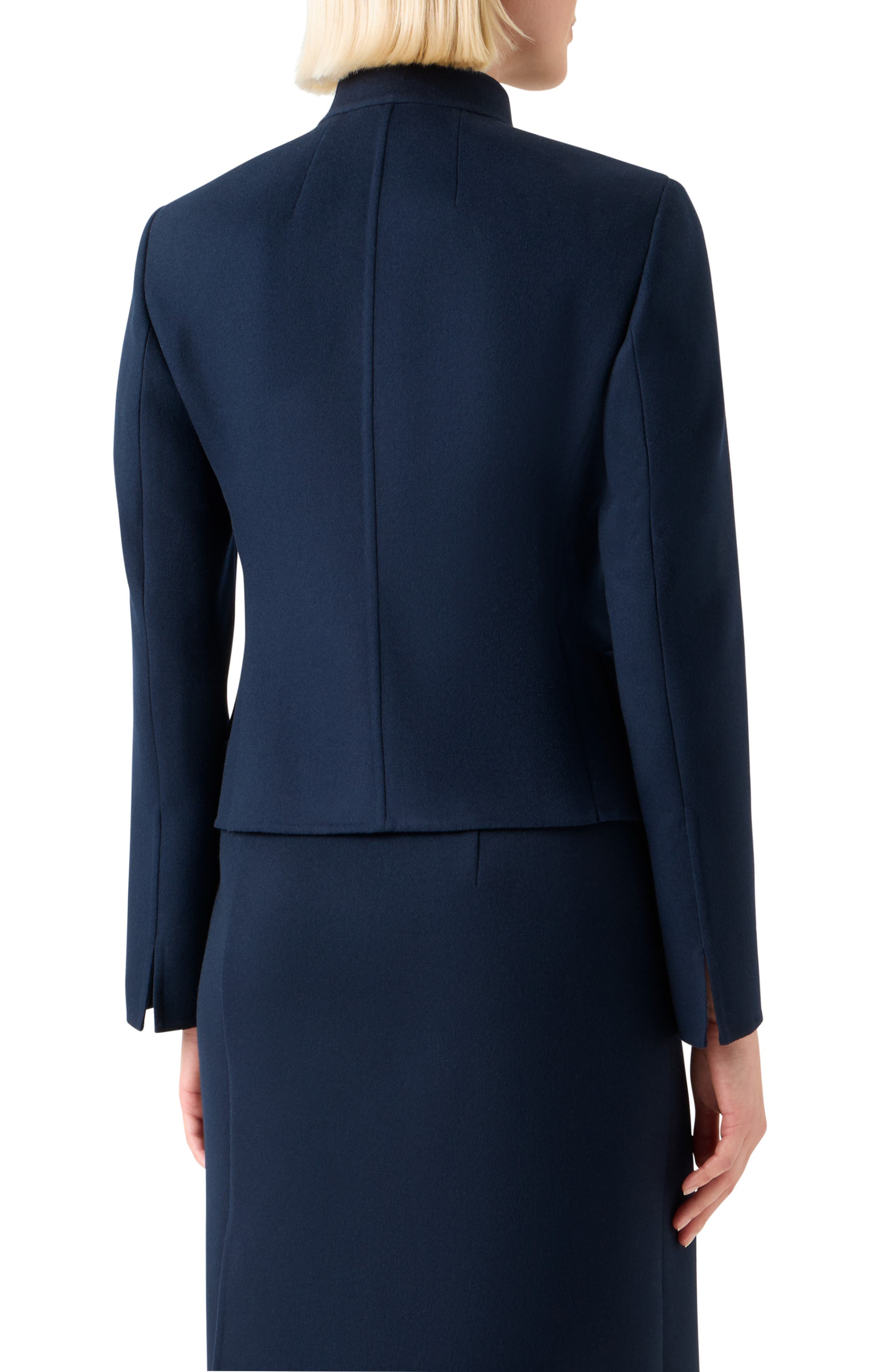 Akris Fitted Virgin Wool Flannel Jacket in Navy at Nordstrom - 2