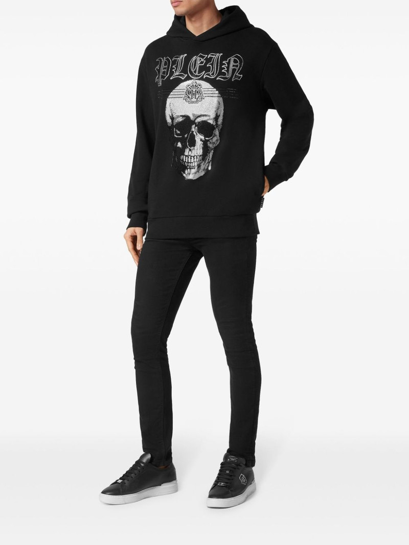 PHILIPP PLEIN skull-print rhinestone-embellished hoodie outlook