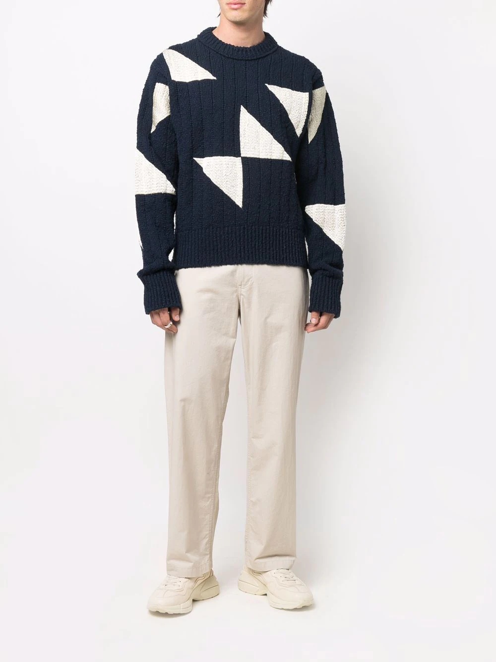 geometric crew-neck jumper - 2