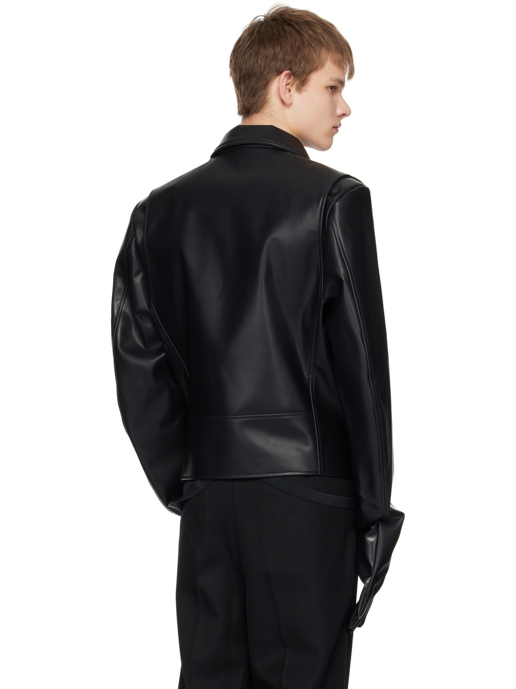 Black Glove Sleeve Rider's Leather Jacket - 3