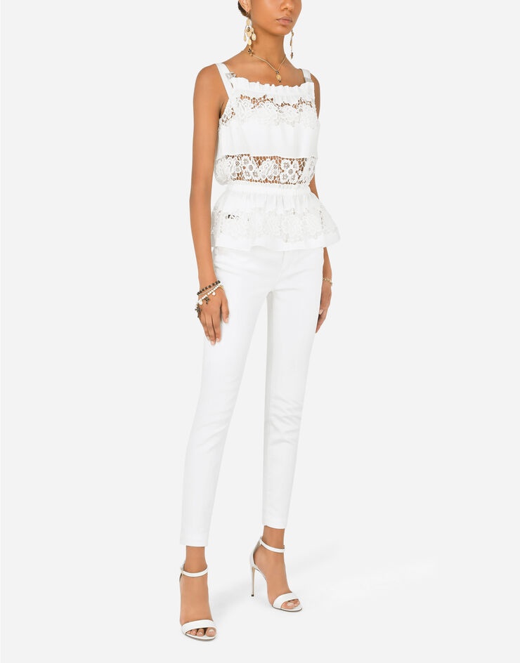 Poplin top with openwork embroidery - 6