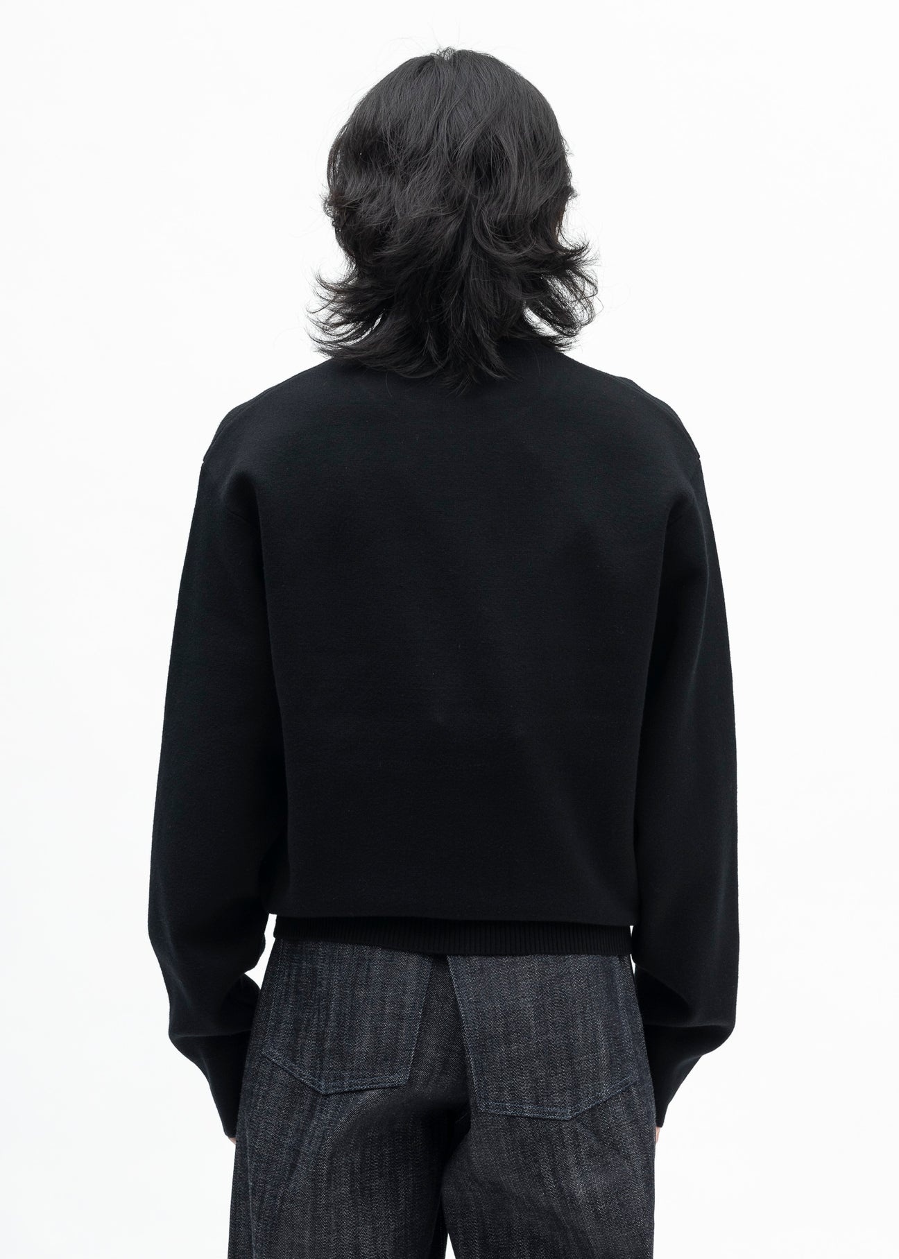 BLACK KNITTED CREWNECK JUMPER - 3