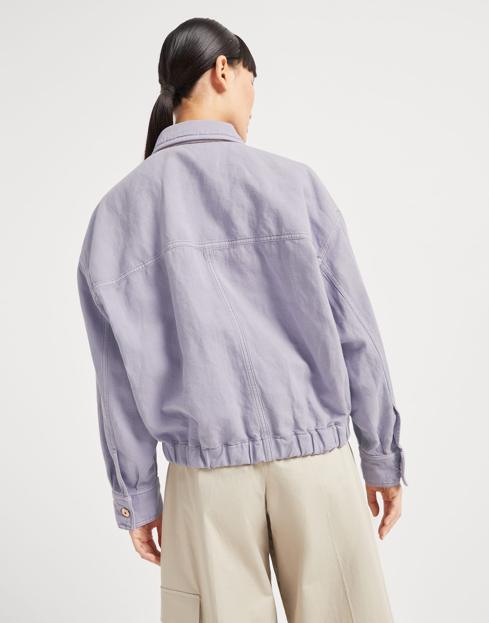 Garment-dyed cotton and linen cover four-pocket jacket with monili - 2