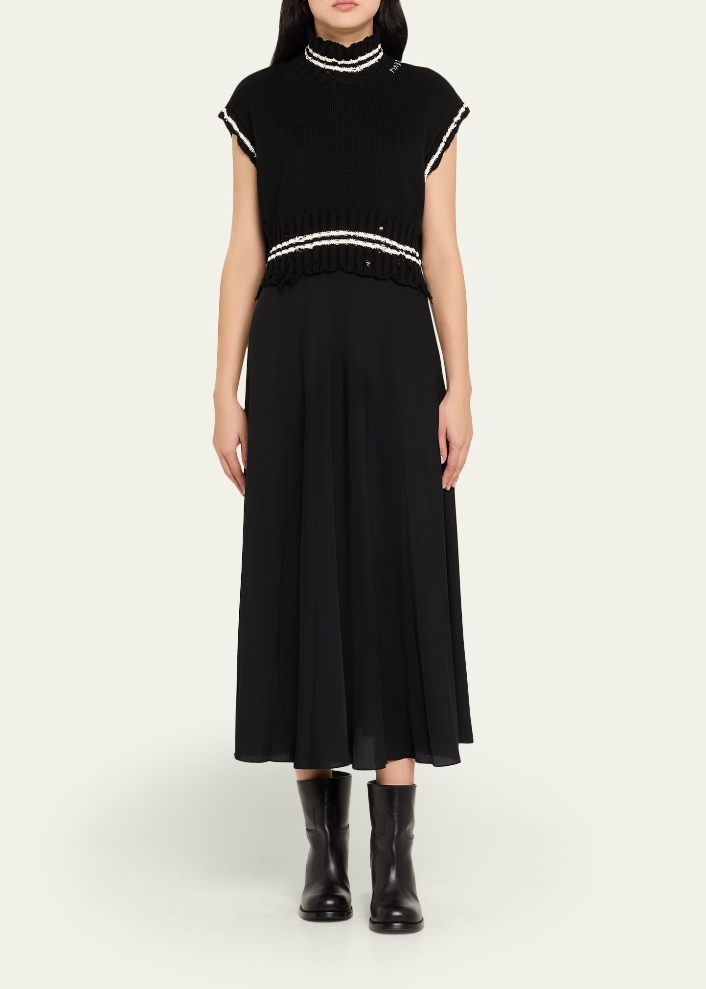 Turtleneck Sleeveless Boxy Sweater - 2