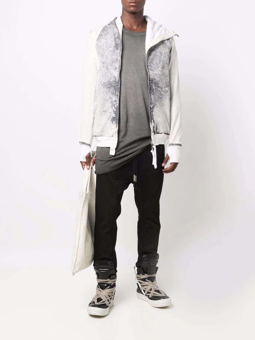 distressed-effect zipped hoodie - 2