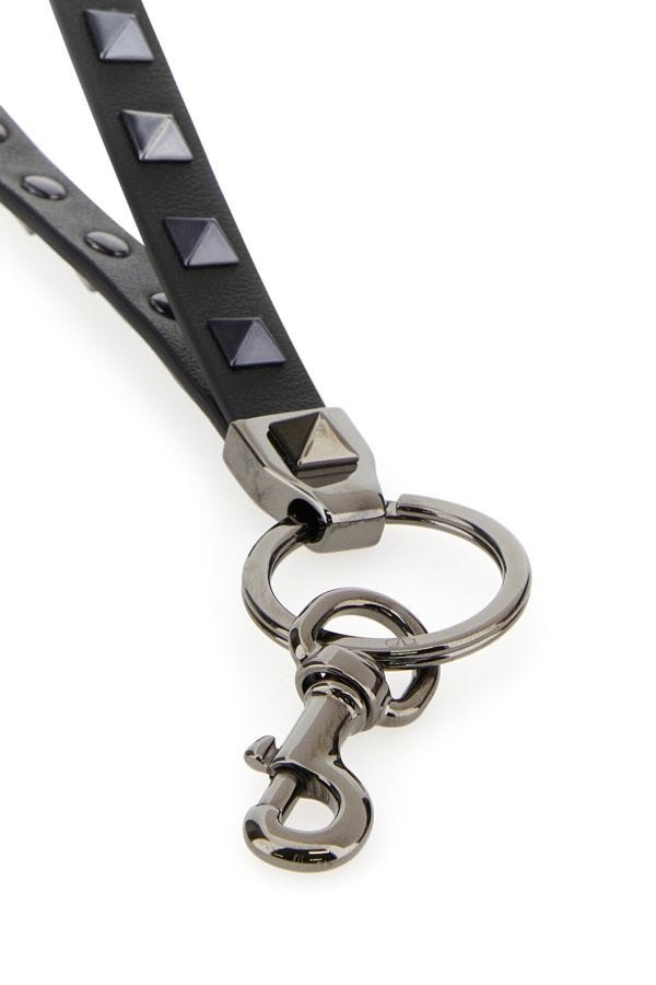 Valentino Garavani Man Black Leather Key Ring - 3