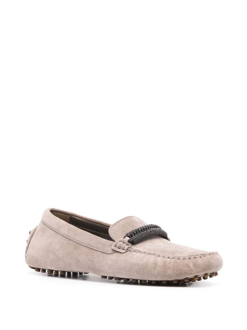 Brunello Cucinelli Monili-strap suede loafers outlook