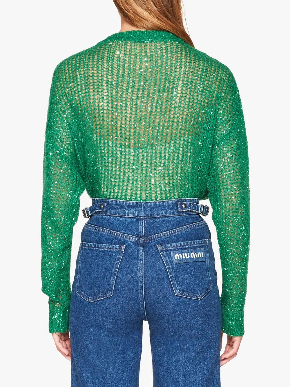 sequin-embellished mesh-knit jumper - 4