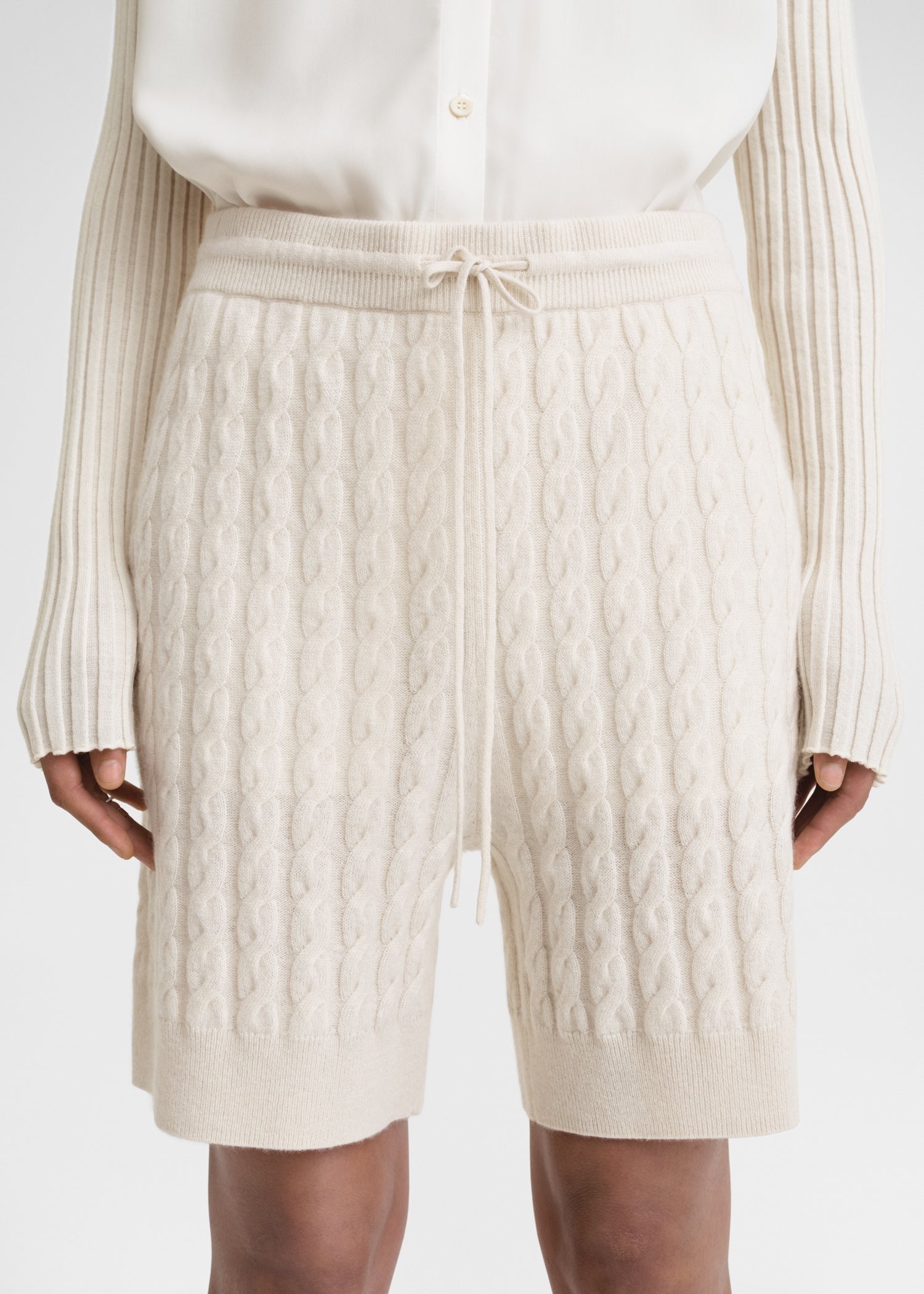 Cable knit shorts snow - 5