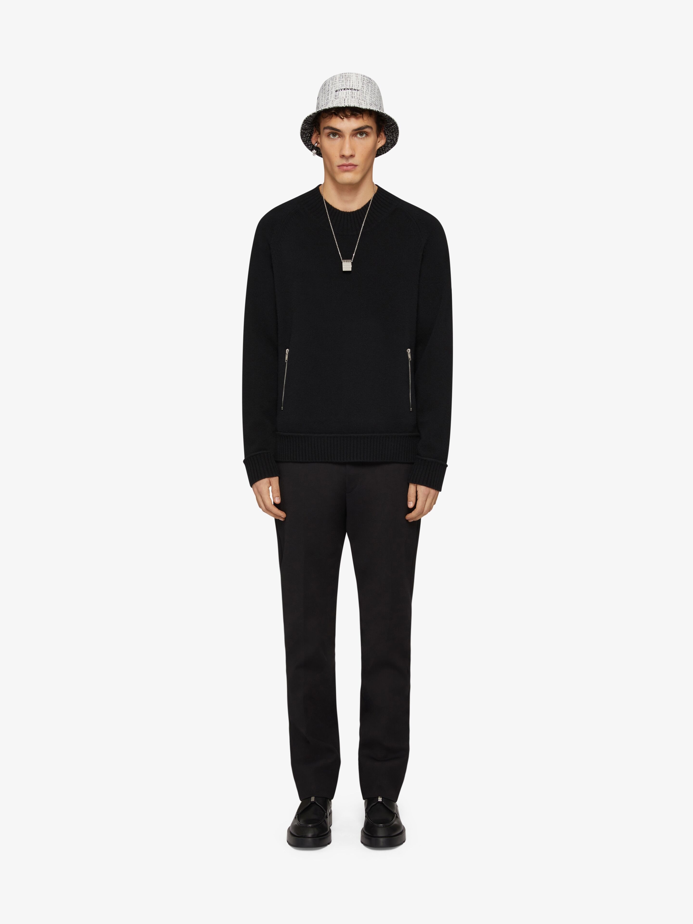 SWEATER IN EMBROIDERED WOOL WITH ZIPS - 2