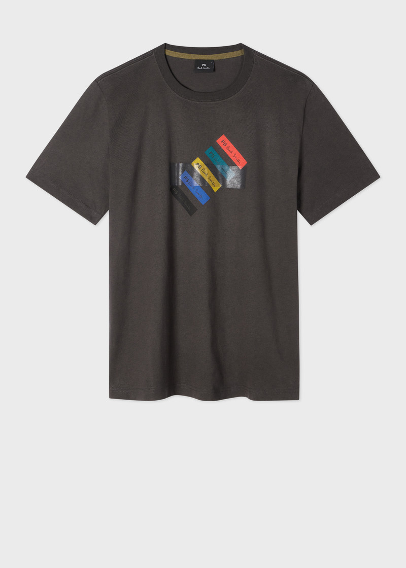 Dark Grey 'Barcode' Print T-Shirt 1